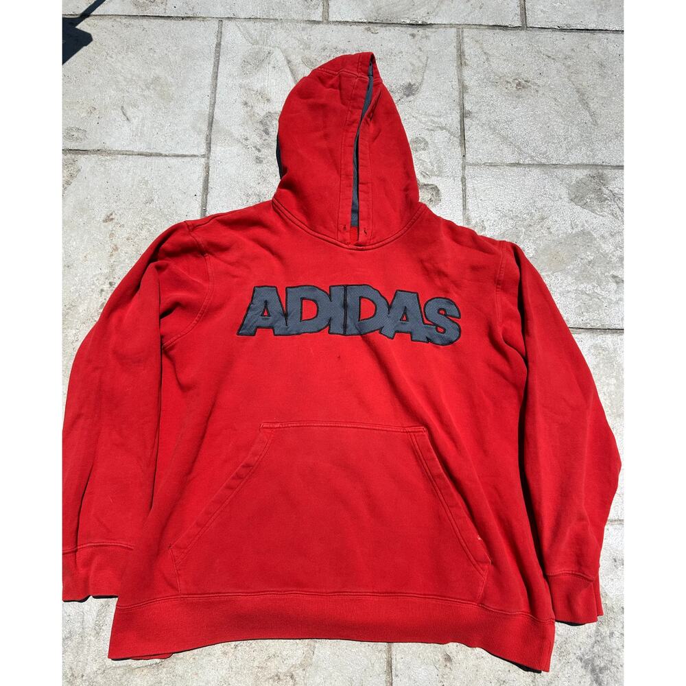 Vintage Adidas Big Logo Red Hoodie - Good Condition